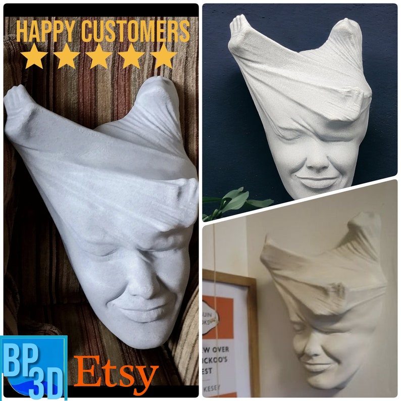 Abstract Face Wall Sculpture – Modern Surreal 3D Wall Art Decor
