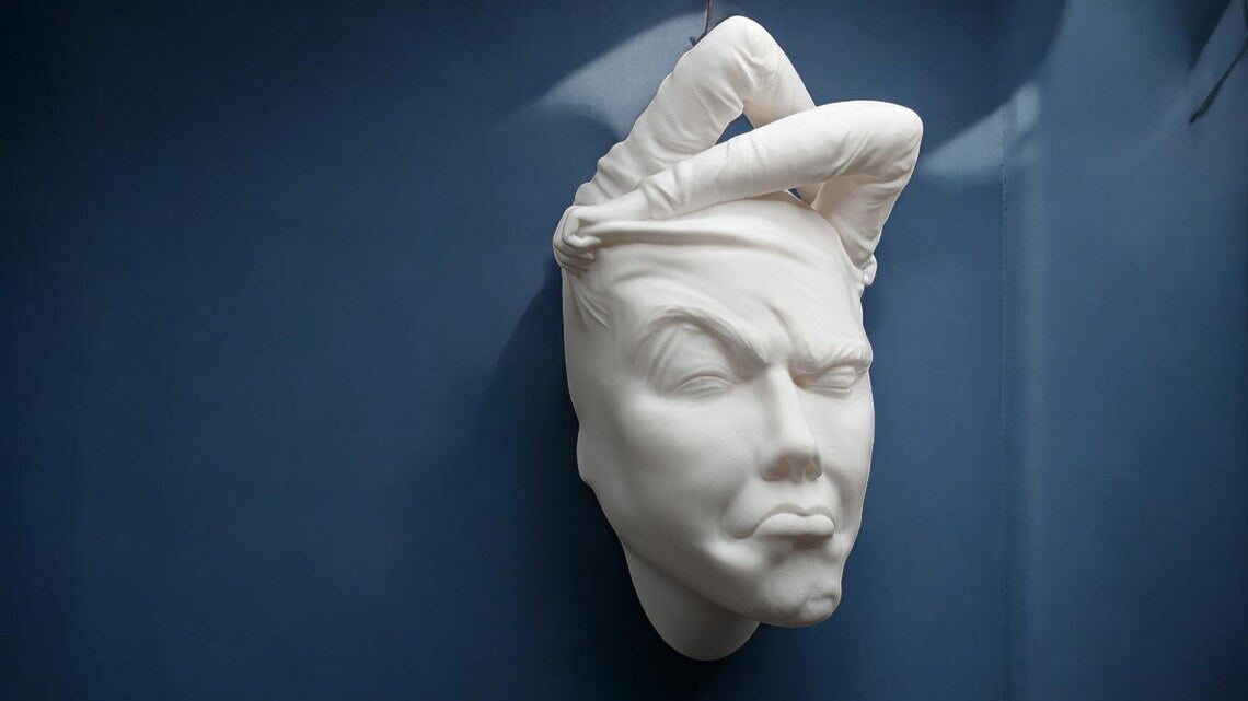Abstract Face Wall Sculpture – Modern Surreal 3D Wall Art Decor
