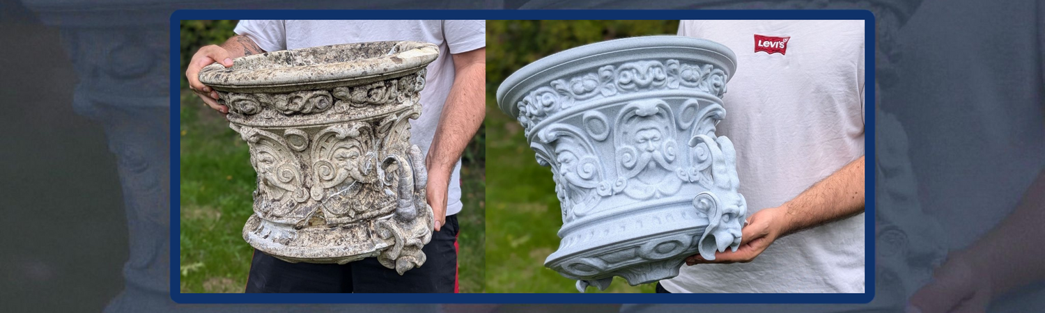 High-precision 3D scanning of a physical object using professional scanning equipment at BluPrints3D in the UK